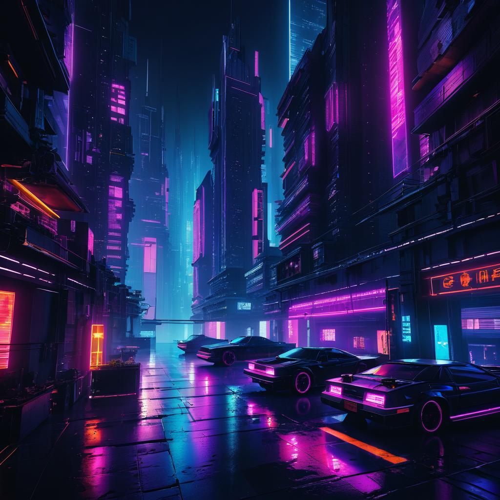 Vibrant Cyberpunk Night Cityscape