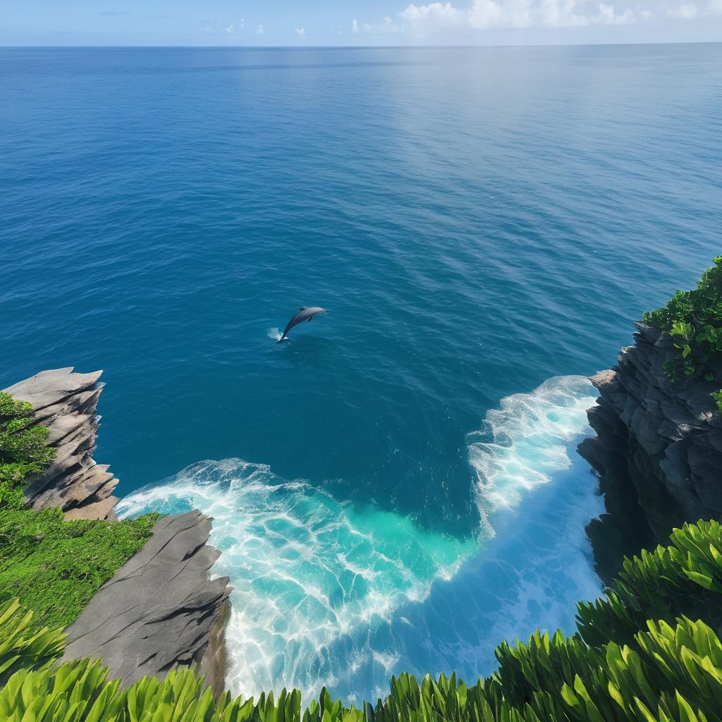 Dolphin Majesty on Rocky Cliff Edge