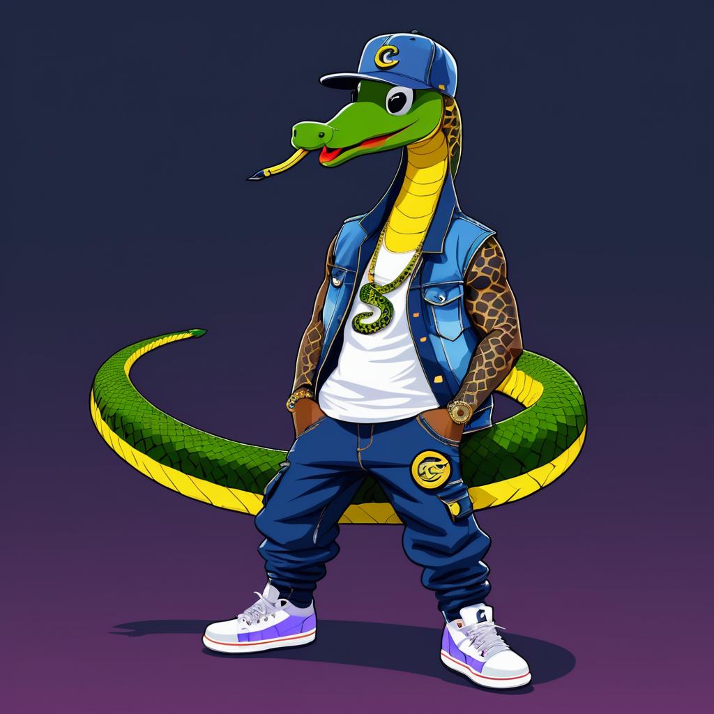 Rapper Snake: Cool Anthropomorphic Style