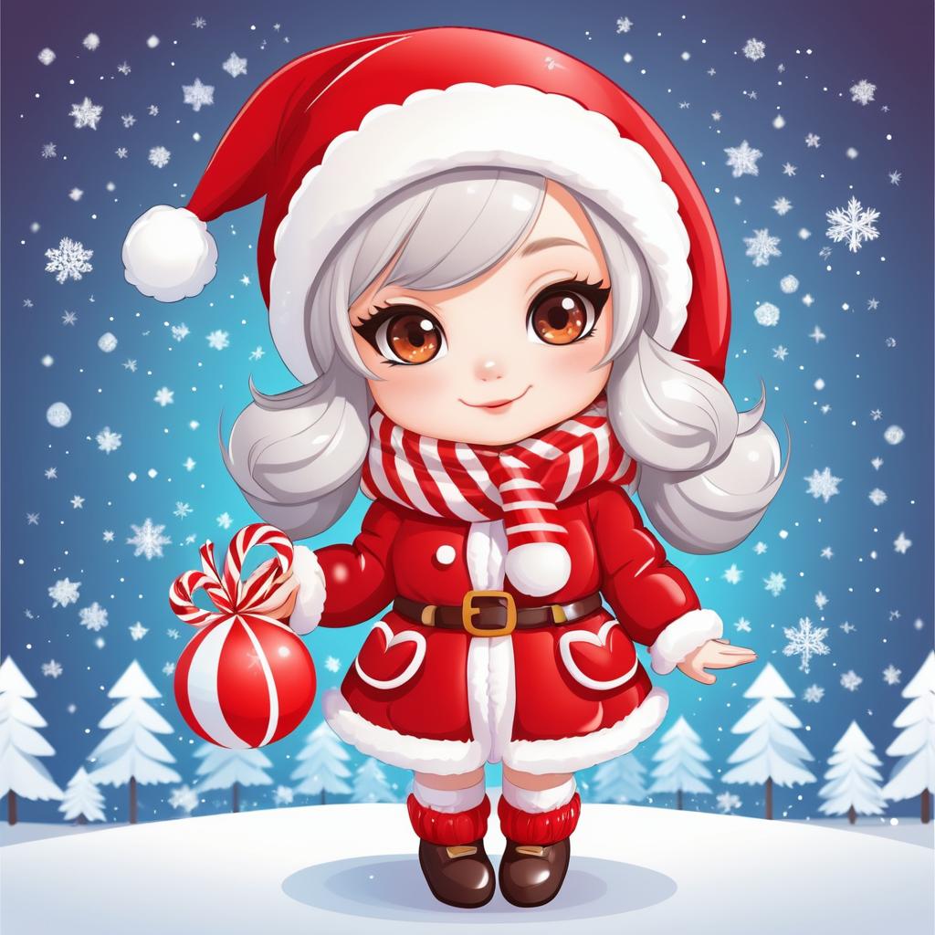 Chibi Santa Girl in Festive Style