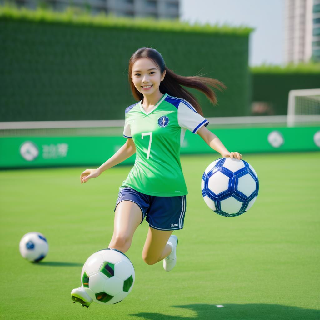 Young Athlete Kicks Unique Soccer Ball