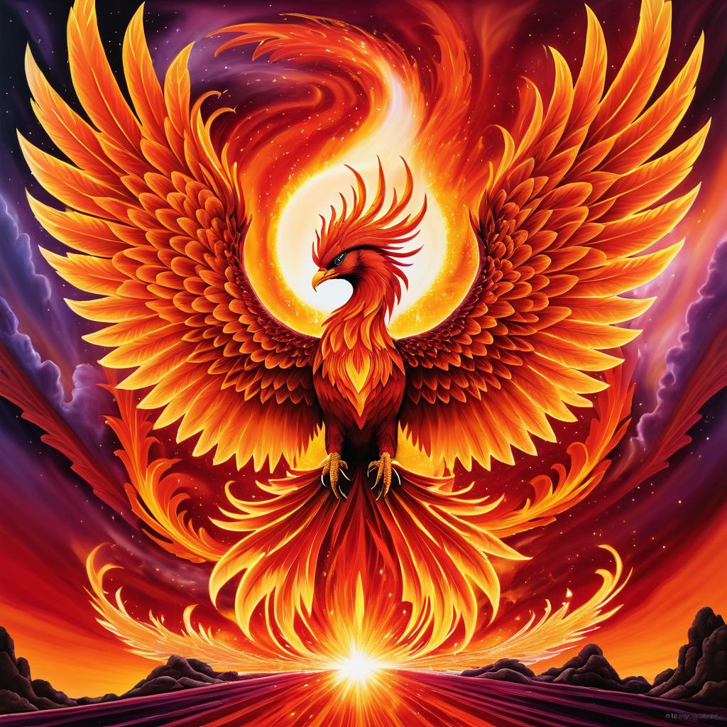 Vibrant Phoenix Rising in Mythical Art