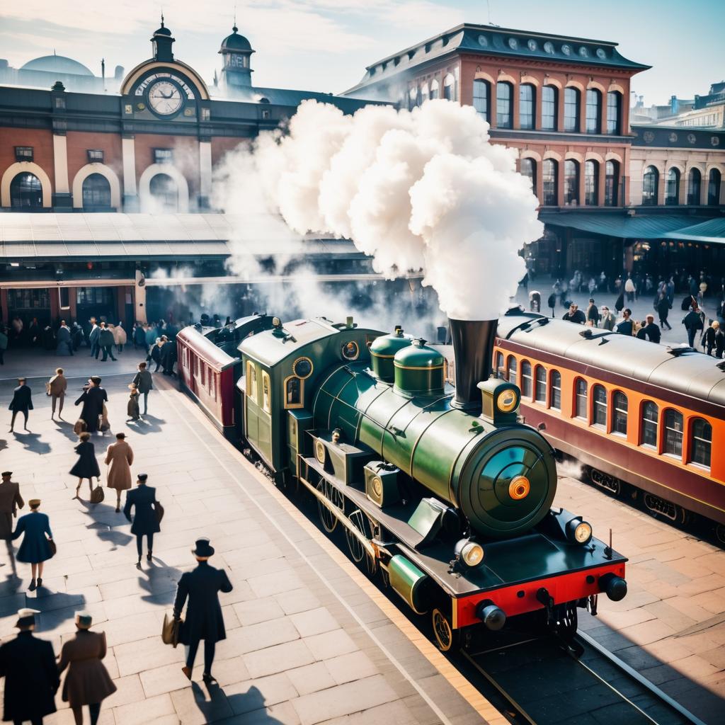 Nostalgic Vintage Train Station Scene