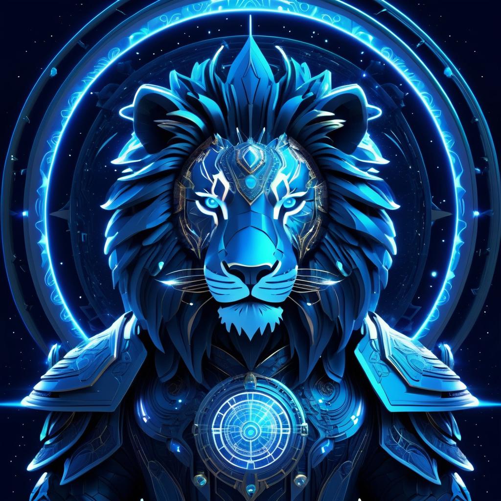 Futuristic Augmented Lion in Space