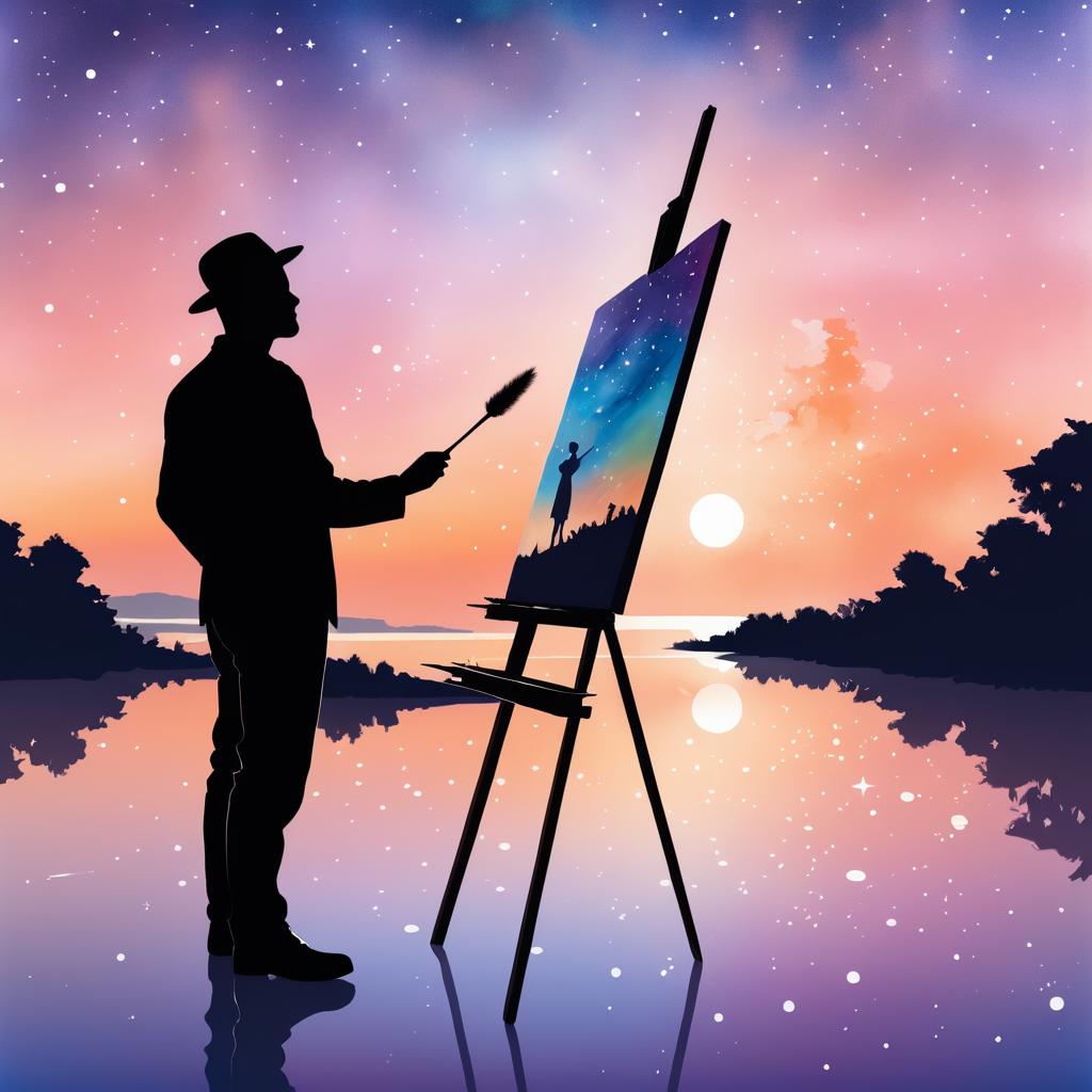 Starry Silhouette Artist at Sunset