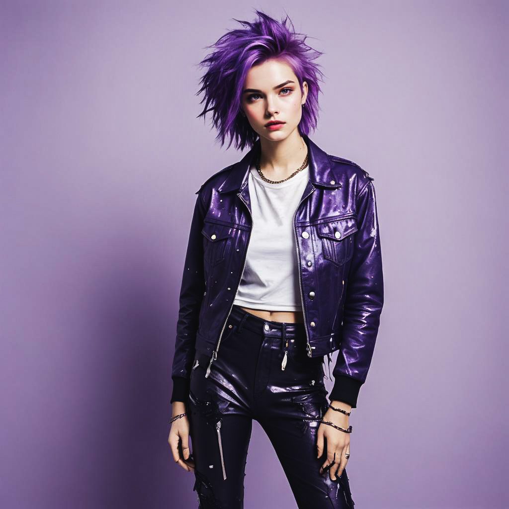 Energetic Clubber with Purple Hair