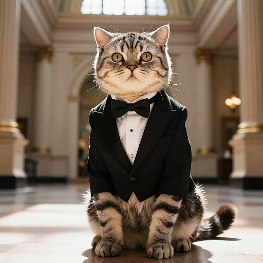 Refined Scottish Fold in Tuxedo