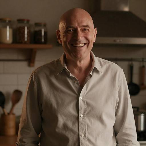 Smiling Man in a Cozy Kitchen