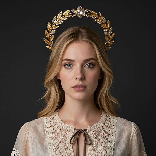 Blonde Woman with Golden Halo Crown
