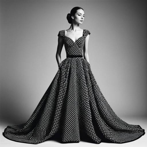 Elegant Polka Dot Evening Gown