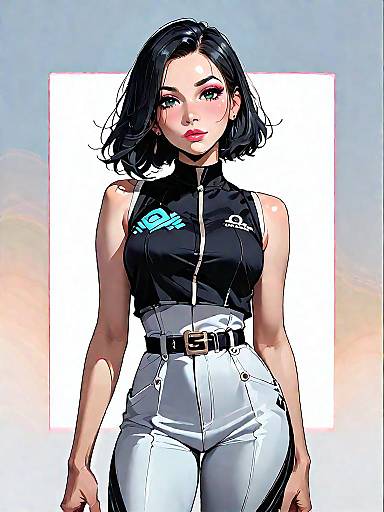 Stylish Woman in Geometric Jumpsuit