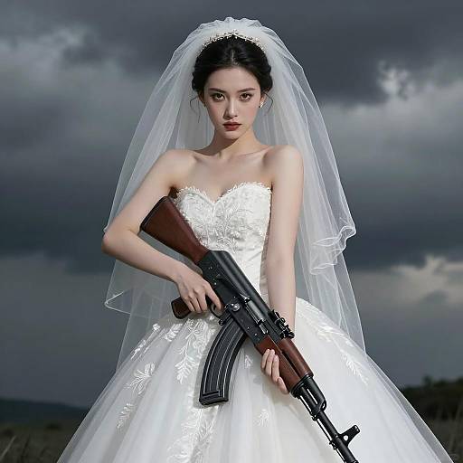 Bride Holding AK-47 Rifle