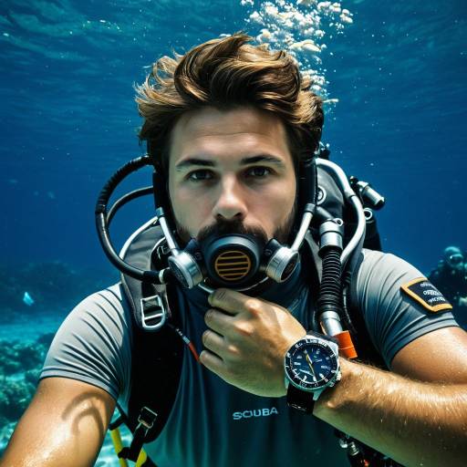 Male Scuba Diver Underwater Wearing Watch