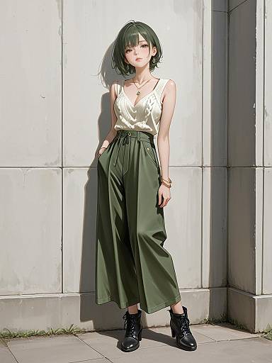 Chic Casual Woman in Studio Shot