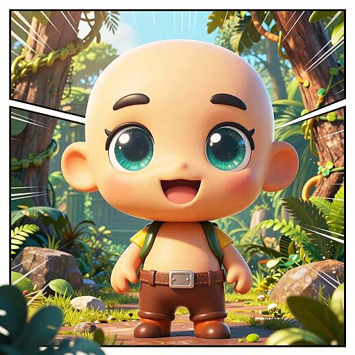 Cheerful Chibi Jungle Explorer
