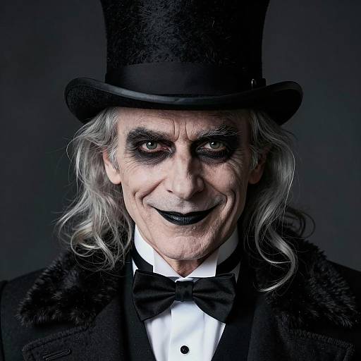 Sinister Gentleman in Black Top Hat and Dark Makeup