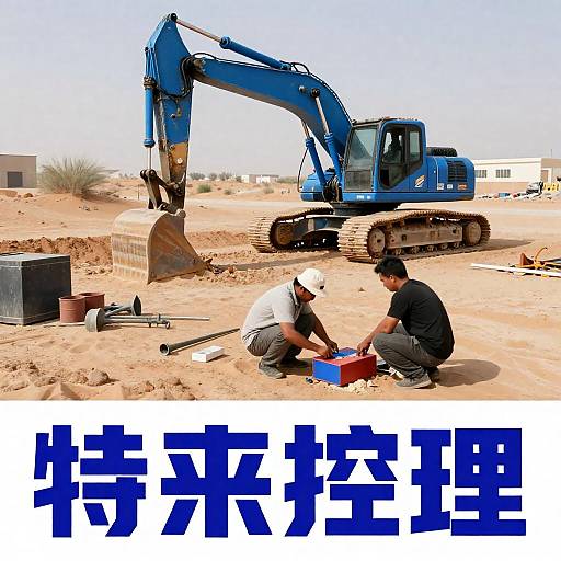 Desert Construction Site with Excavator