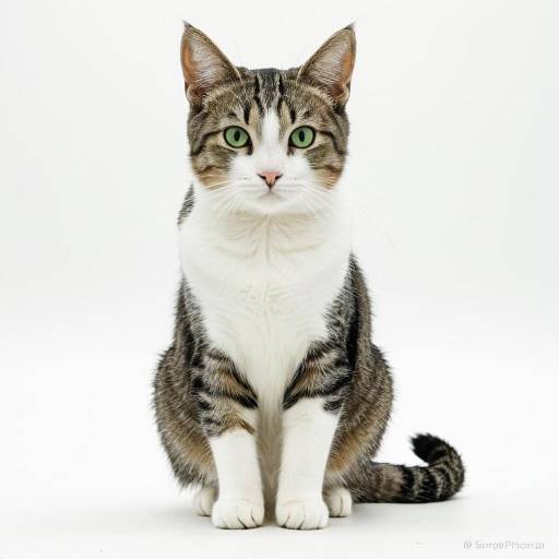 Realistic Cat Portrait on White Background