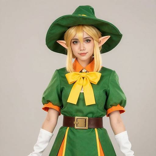 Blonde Elf in Green and Orange Outfit