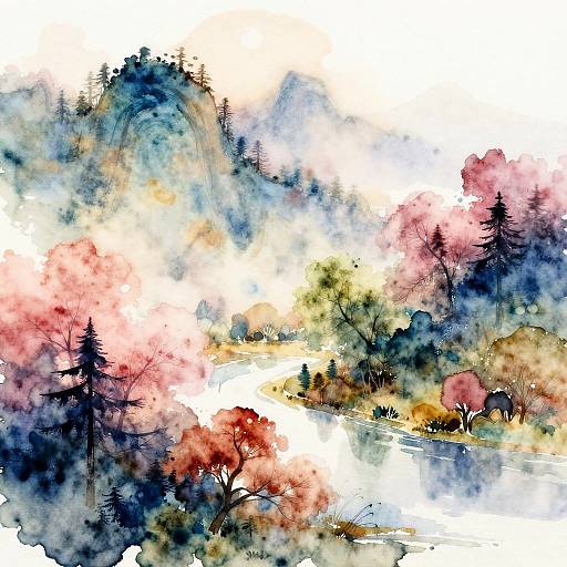 Dreamlike Watercolor AI Landscapes