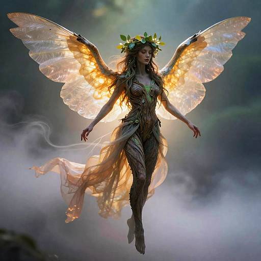 Ancient Willow Dryad with Glowing Wings