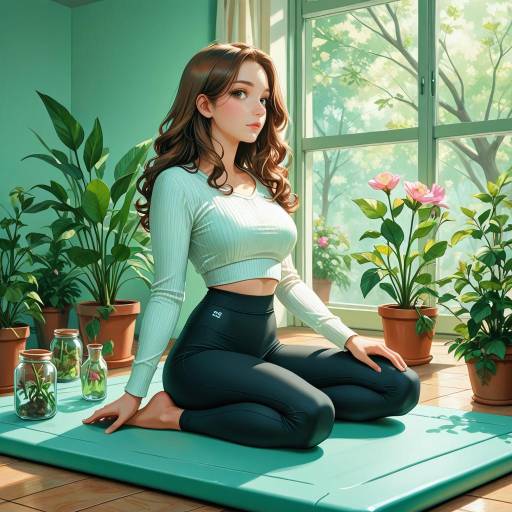 Dynamic Woman in Tranquil Green Setting Dynamic Woman in Tranquil Green Setting