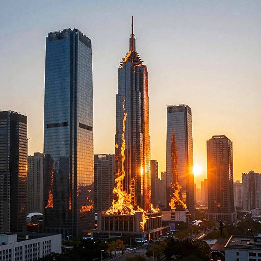 Sunfire Lighting Futuristic Cityscape