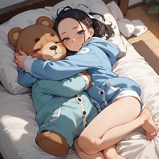 Takagi-san in Bear Onesie Hugging Teddy