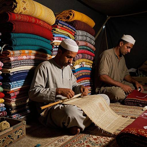 Ancient Bedouin Tent Weaving Scene
