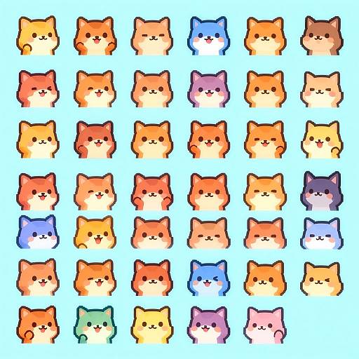 Cute Pixel Art Animal Sprite Sheet
