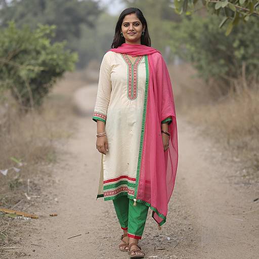 Indian Woman in Traditional Punjabi Suit Outdoors