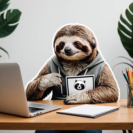 Cartoon Sloth with Laptop and Resume at Desk
