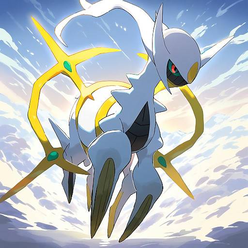 Illustration of Arceus, pokemon in the style of Nekoshoko