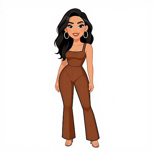 Smiling Woman in Brown Jumpsuit