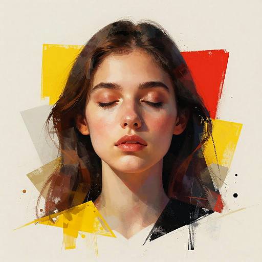 Geometric Abstract Portrait of Woman