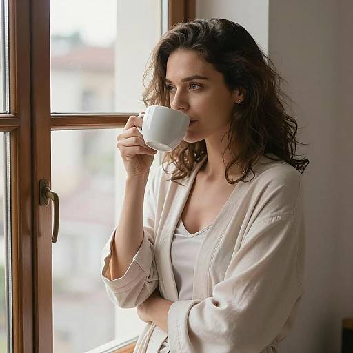 Calm Portrait of Woman with Coffee