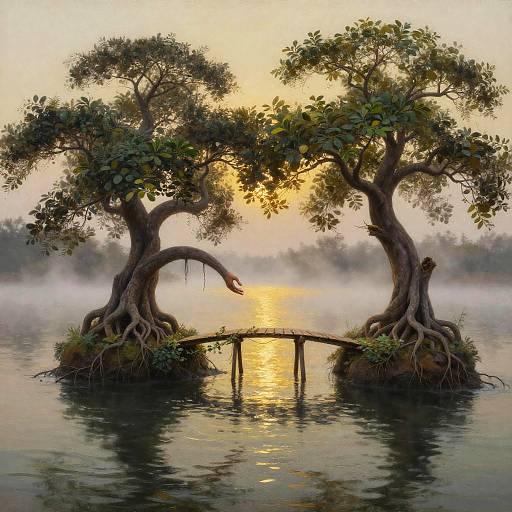 Dawn Reconciliation: Banyan Islets Oil Painting