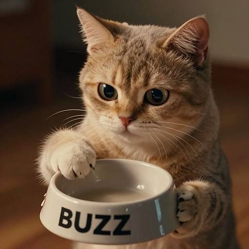 Cinematic Cartoon Cat with Bowl