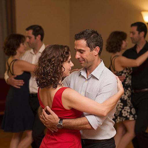 Couple Dancing in Dimly Lit Room