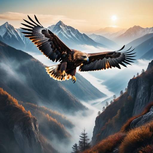 Majestic Golden Eagle in Misty Valley