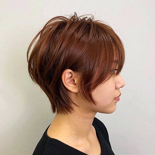 Stylish Woman with Short Auburn Layered Haircut