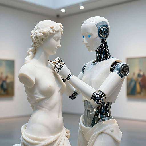 Humanoid Robot Sculpting Marble Statue