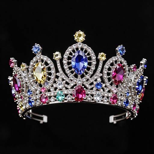 Regal Tiara with Vibrant Crystalline Jewels