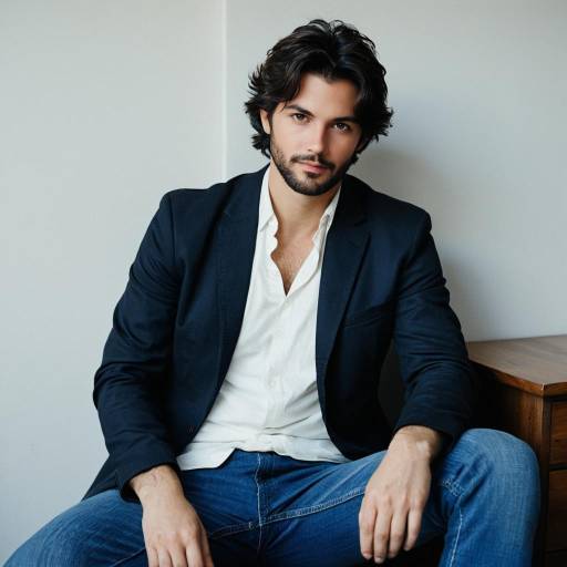 Casual Young Man in Dark Blazer and Jeans