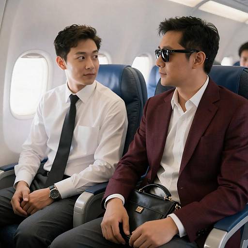 Two Men in Airplane Cabin Portrait