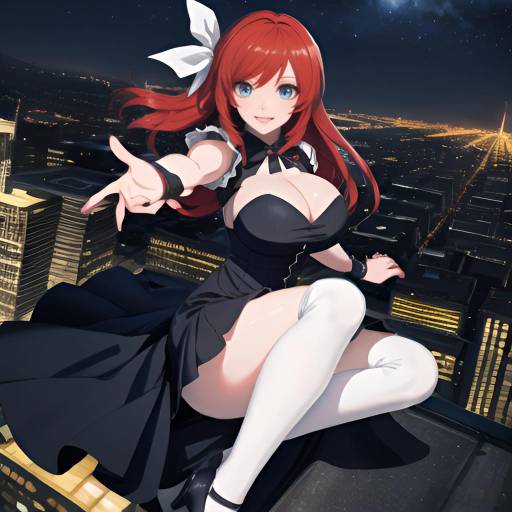 Aesthetic Anime Girl on a Rooftop