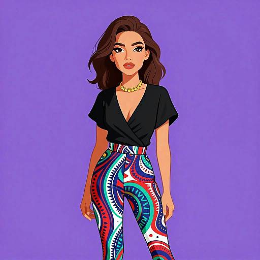 Stylish Woman in Tribal Print Shorts