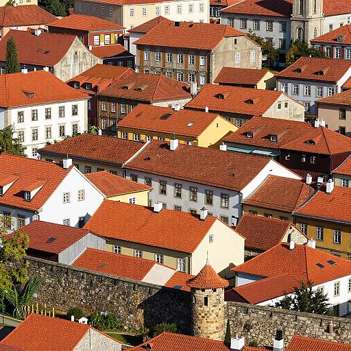 Vibrant Aerial View of Ancient European Town