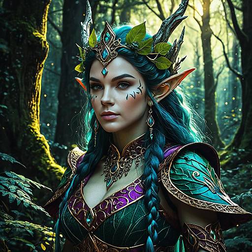 Mystical Forest Elf Queen Portrait