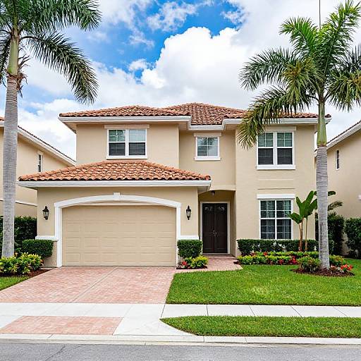 Sunny Two-Story Home with Palm Trees